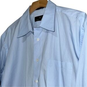 Valerio Garati Mens L 18.5 32 - 33 Light Blue Cotton Long Sleeve Button Up Shirt
